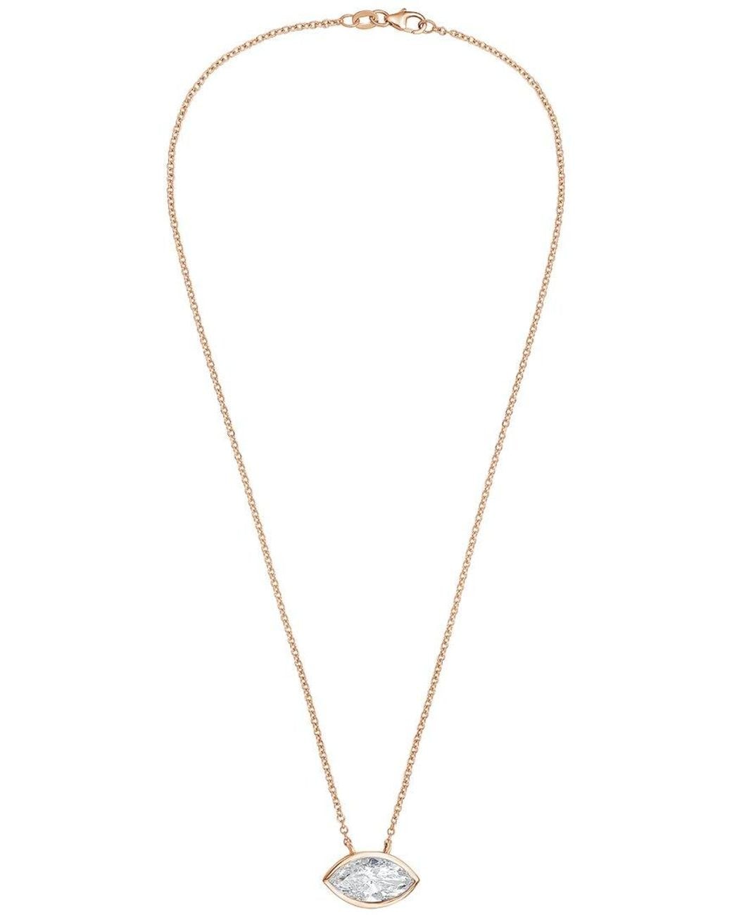 Diana M White Diana M. 14K Rose 3.00 Ct. Tw. Lab-Grown Diamond Solitaire Bezel Pendant