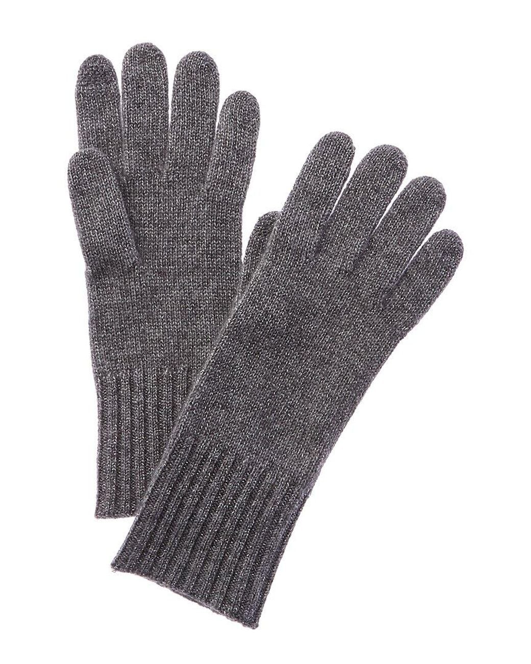 Hannah Rose Gray Lurex Cashmere Gloves
