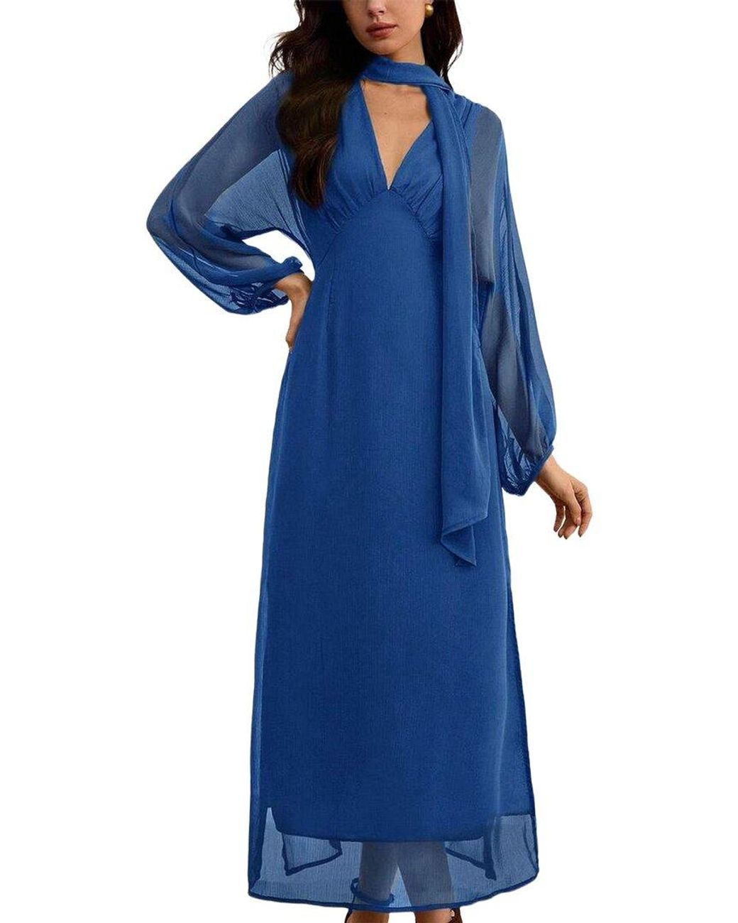 XIRELLI Blue Solid Maxi Dress