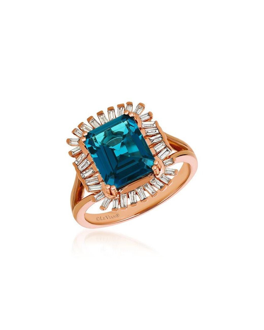 Le Vian Blue Vivids 14K Rose 3.64 Ct. Tw. Diamond & Topaz Half-Eternity Ring