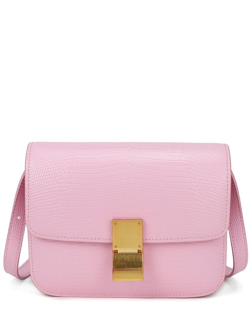 Tiffany & Fred Paris Pink Lizard-embossed Leather Crossbody