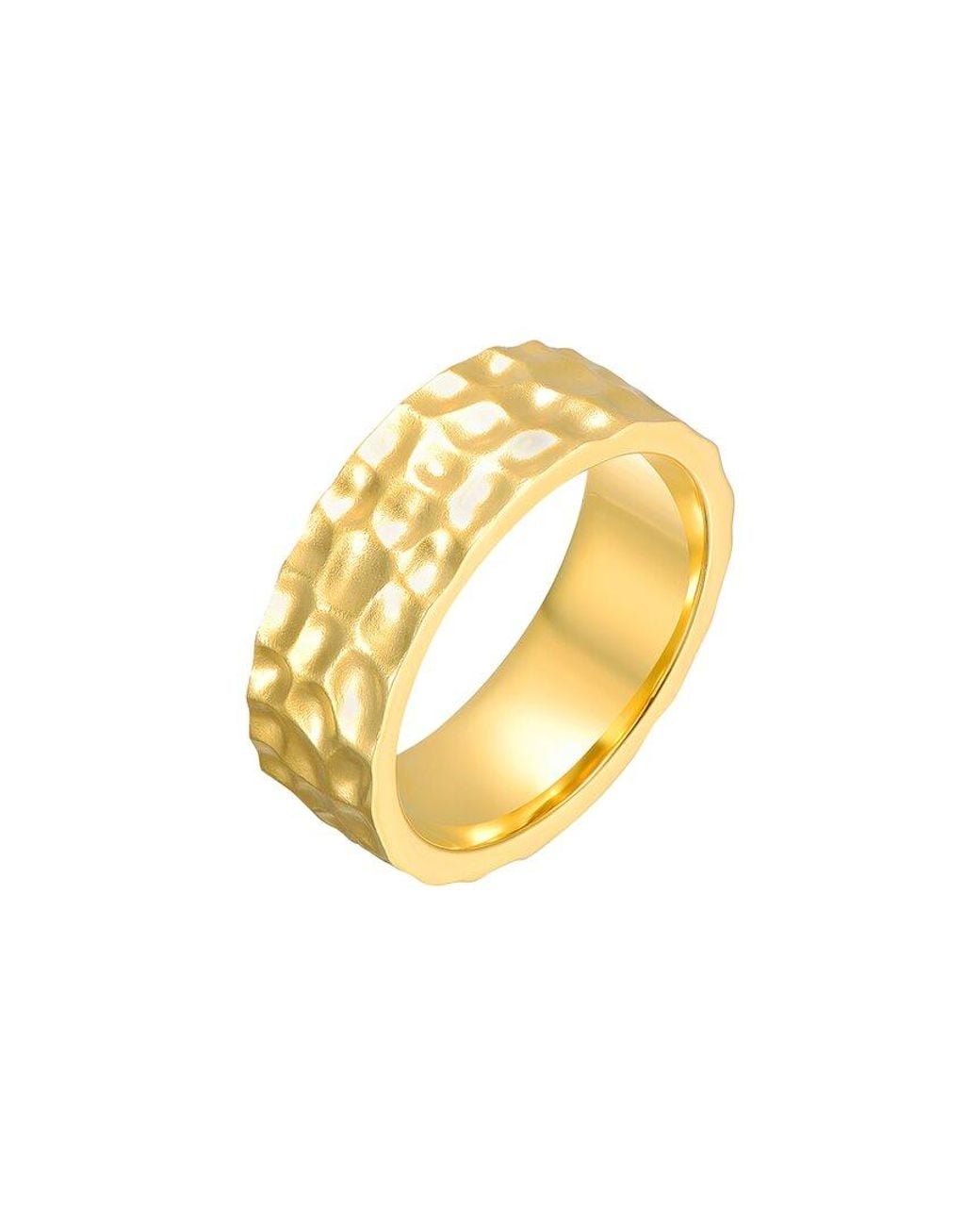 Rachel Glauber Metallic 14K Plated Hammered Texture Ring