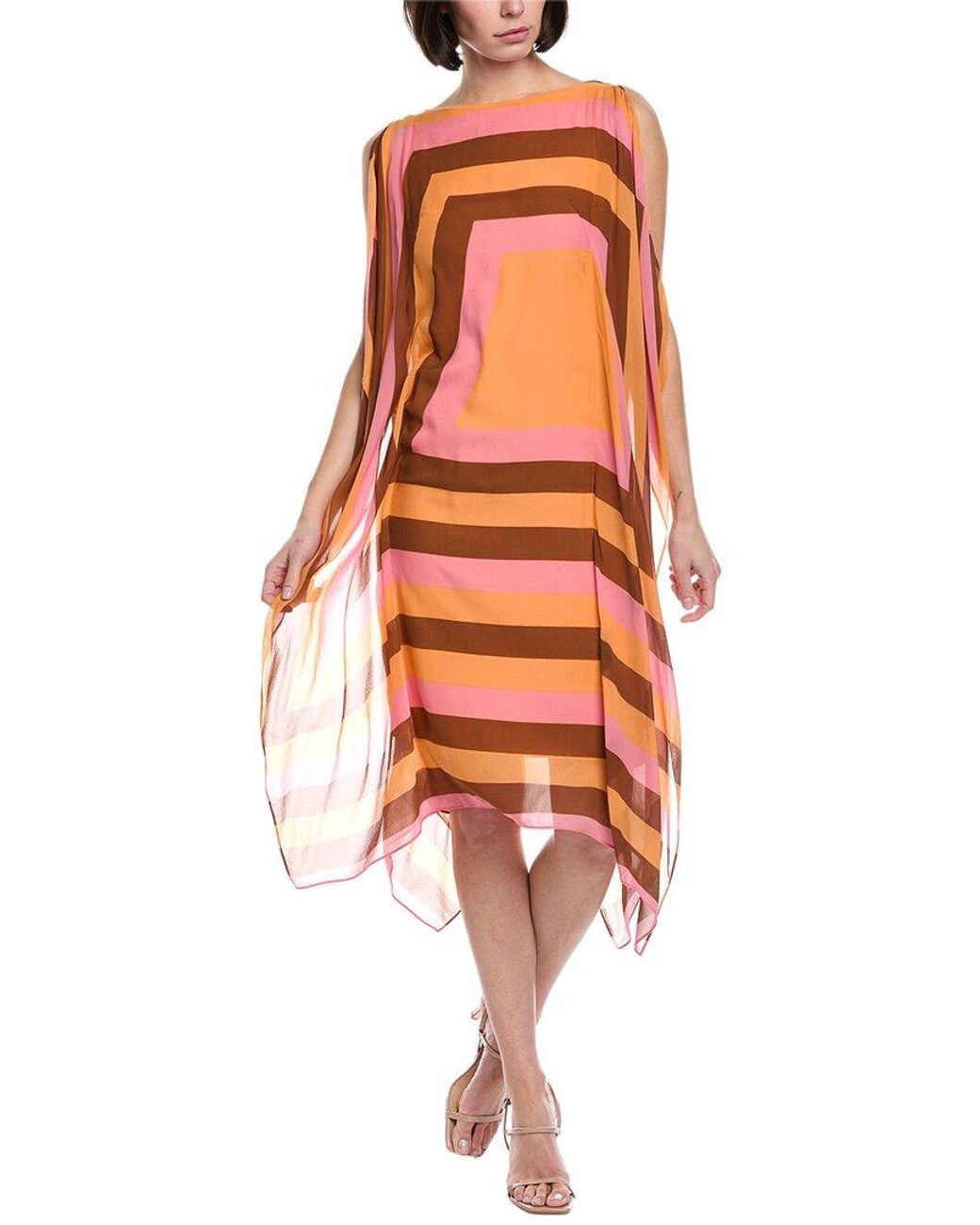 Akris Orange Silk Midi Dress