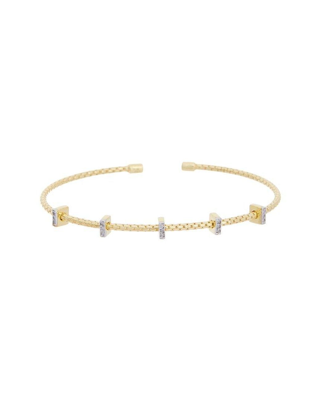 Meshmerise White 18K Plated 0.10 Ct. Tw. Diamond Mesh Bangle