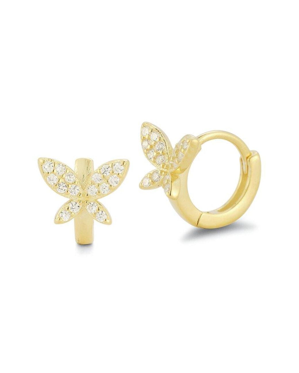 Glaze Jewelry Metallic 14k Over Silver Cz Butterfly Huggie Earrings
