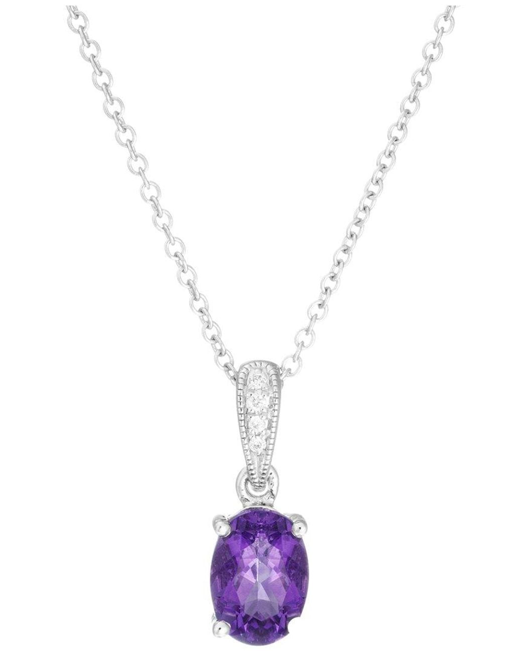 Diamond Select Cuts Metallic 14K Diamond .01 Ct. & .77 Ct. Amethyst Necklace