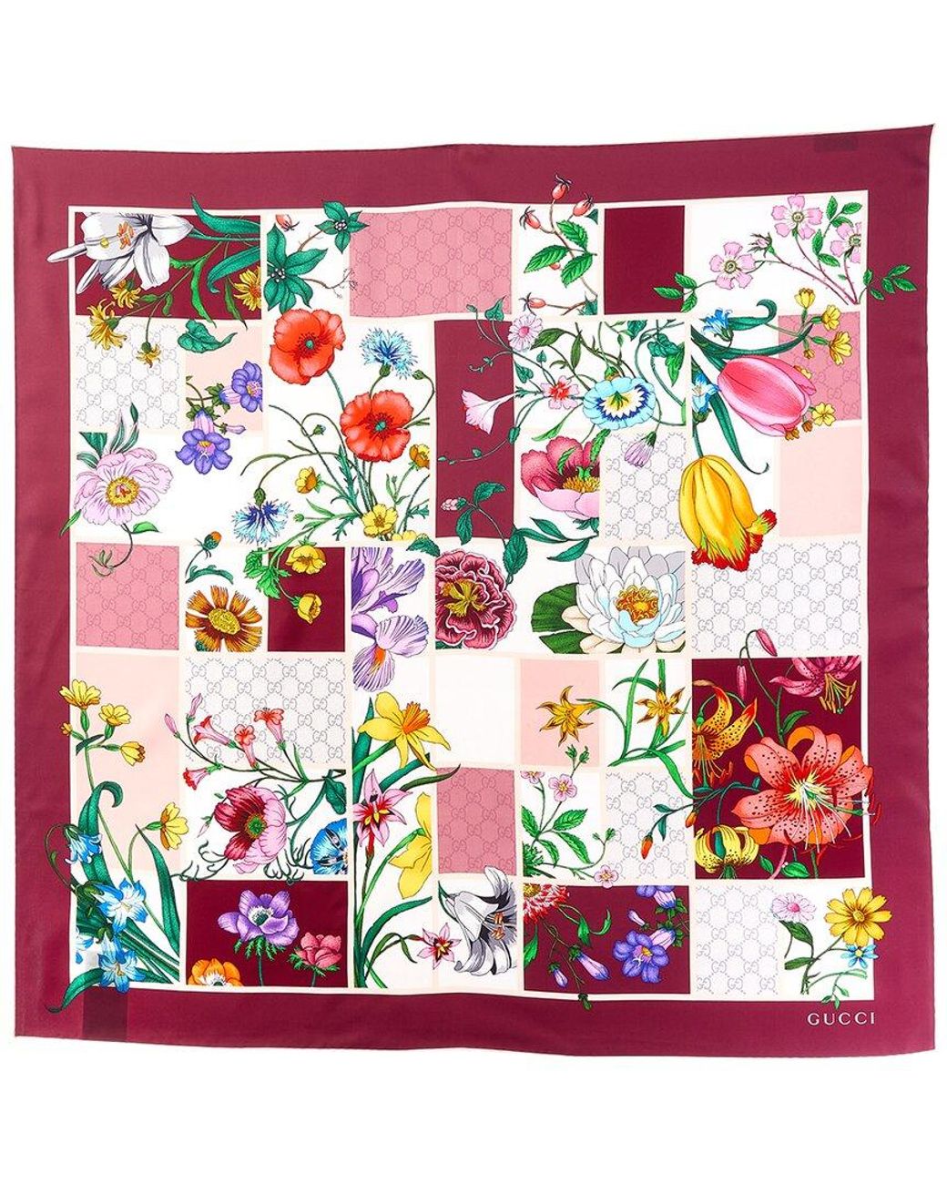 Gucci Red Printed Silk Twill Carré