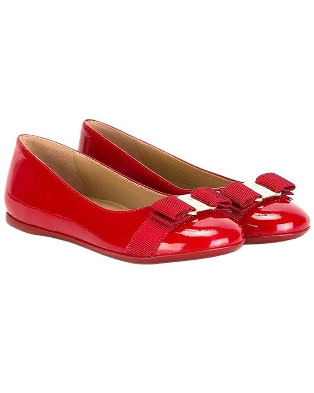 Ferragamo Red Mini Leather Ballet Flat