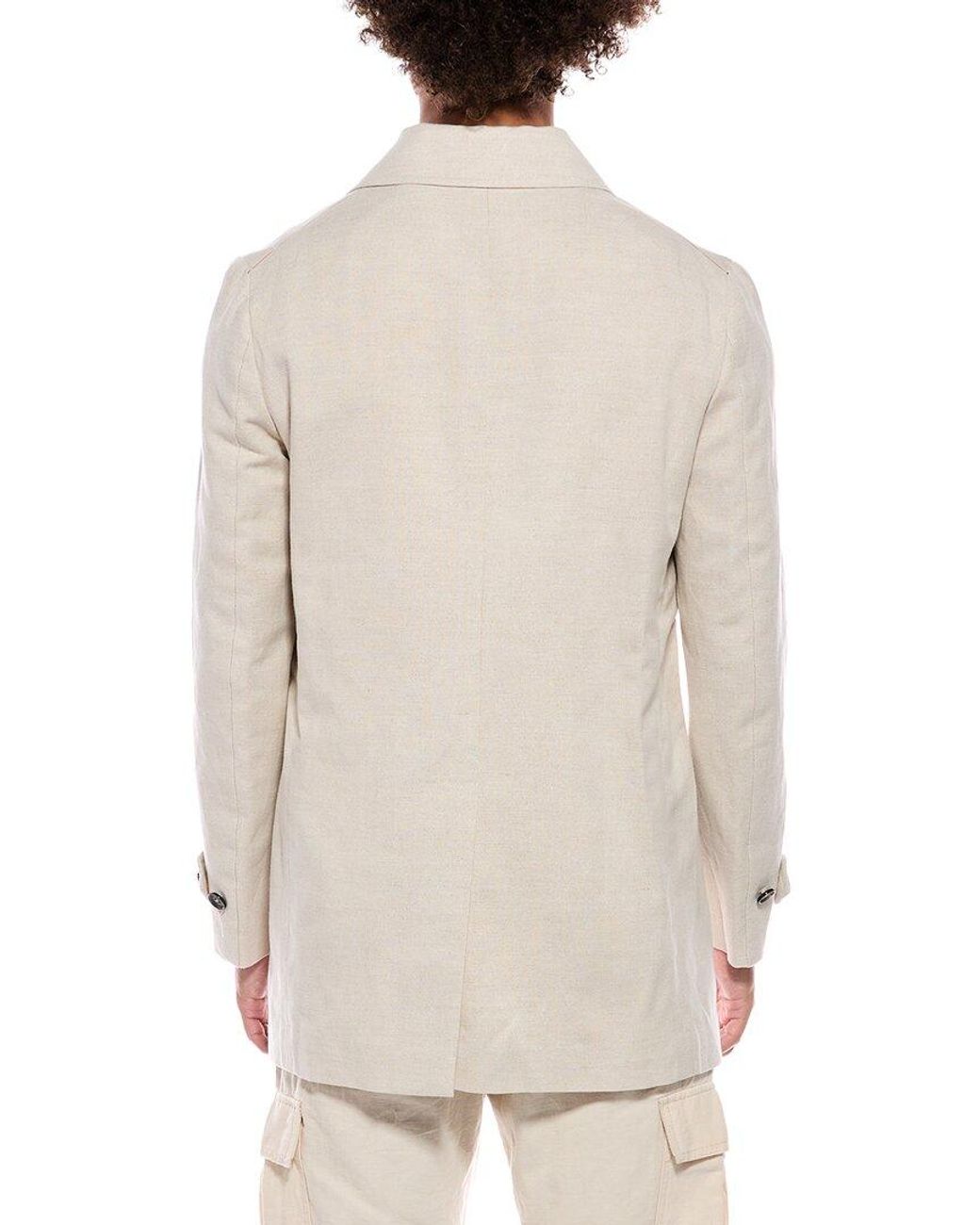 Isaia Natural Linen-Blend Walking Coat for men