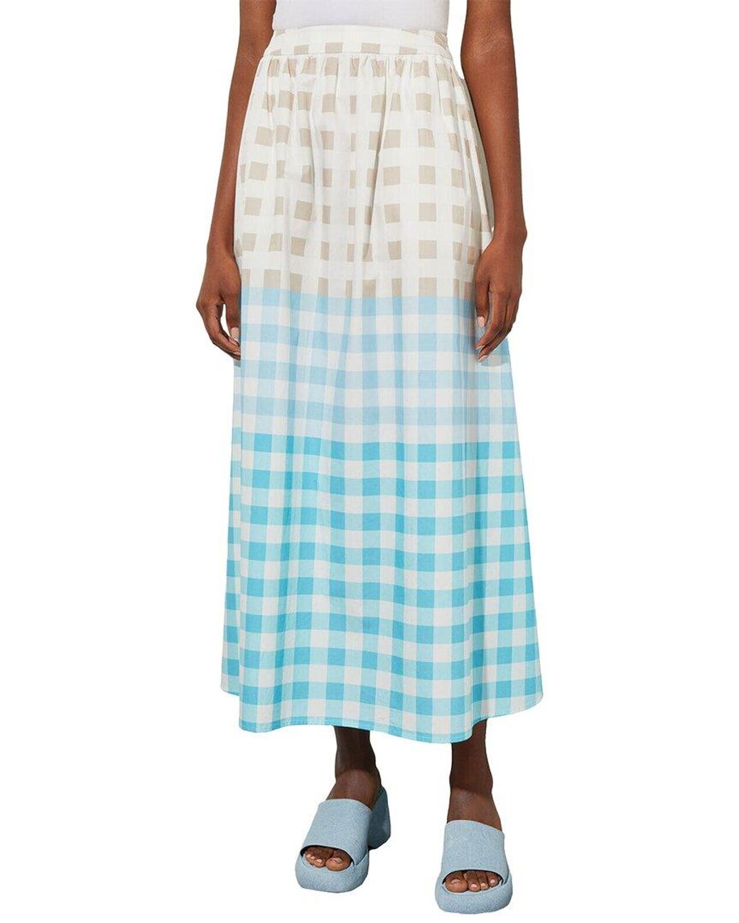 Ming Wang Blue Poplin Maxi A-Line Skirt