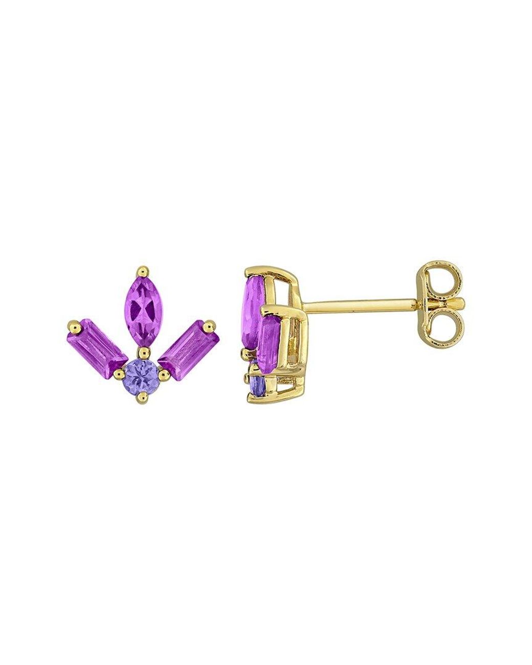 Rina Limor Pink 0.84 Ct. Tw. Amethyst, Tanzanite Stud Earrings