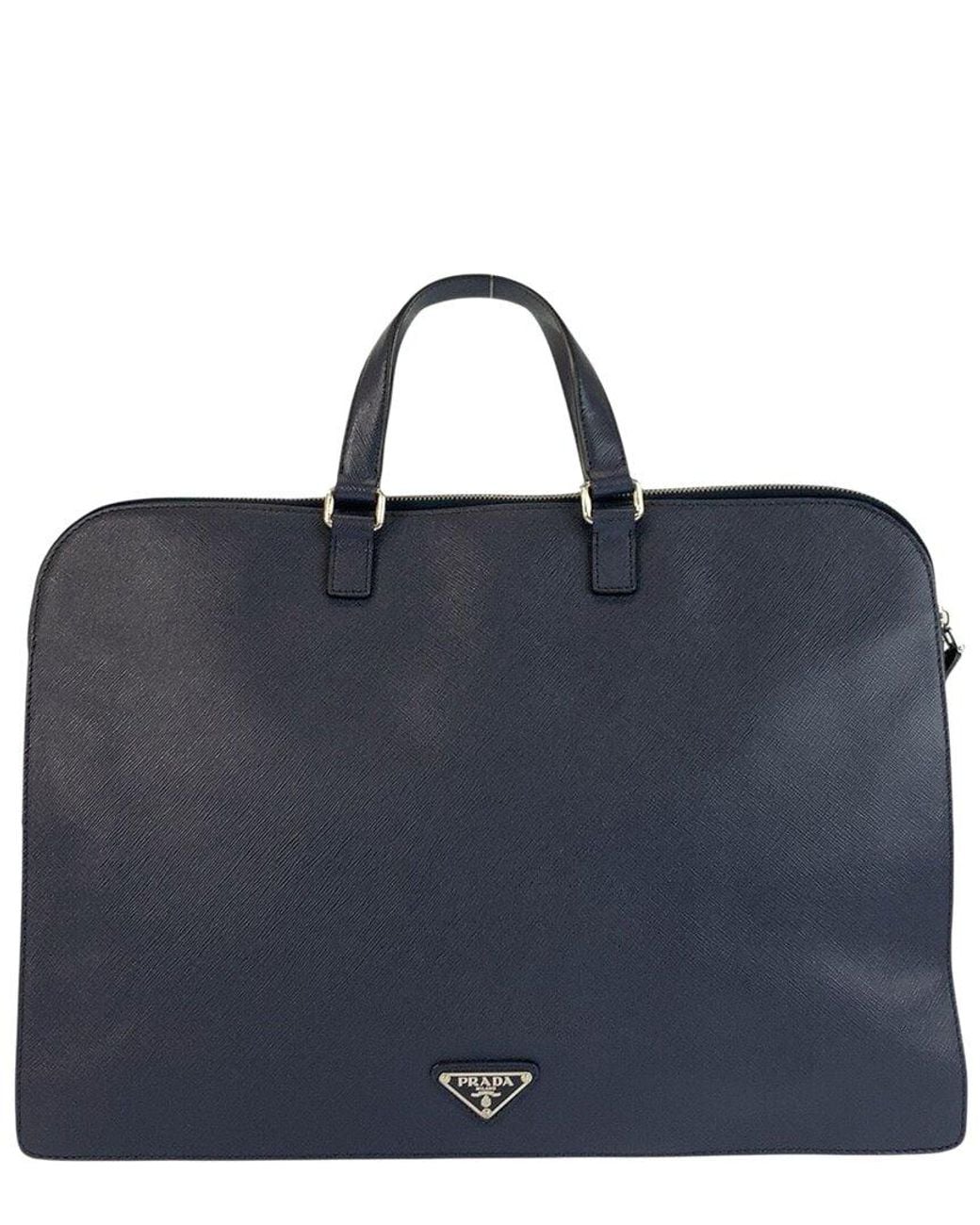 Prada Blue Saffiano Briefcase (Authentic Pre-Loved)
