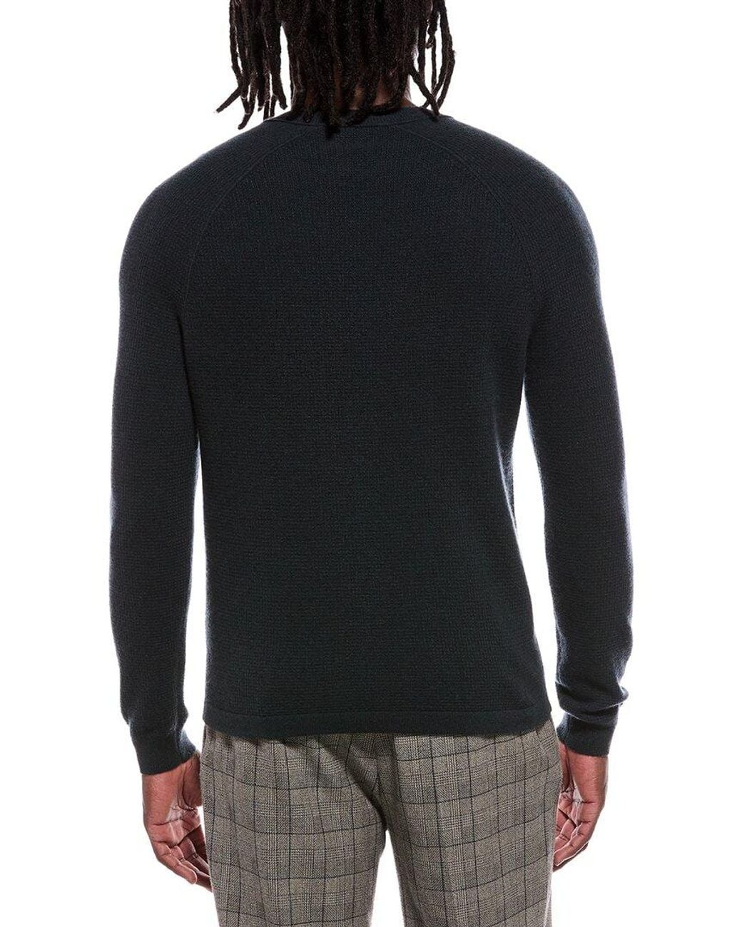 Autumn Cashmere Black Thermal 100% Cashmere Crewneck Sweater for men