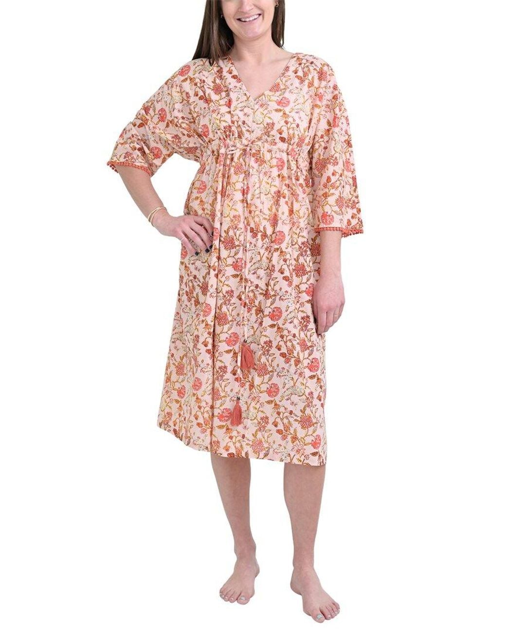 Pomegranate Pink Long Caftan Cover-up