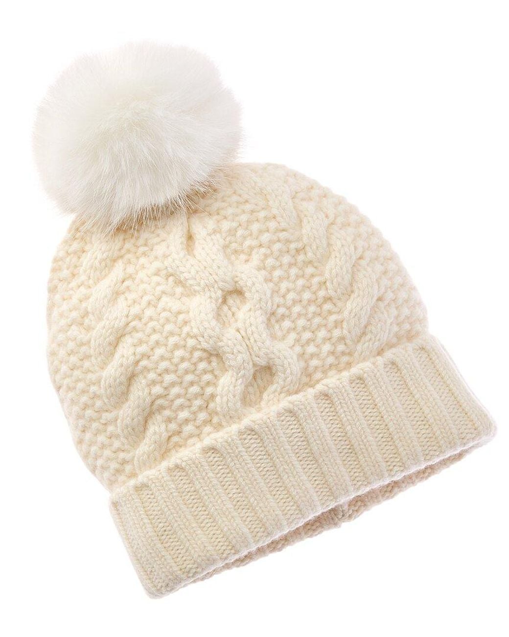 Sofiacashmere Natural Sofiacashmere Chunky Cable Cashmere Hat
