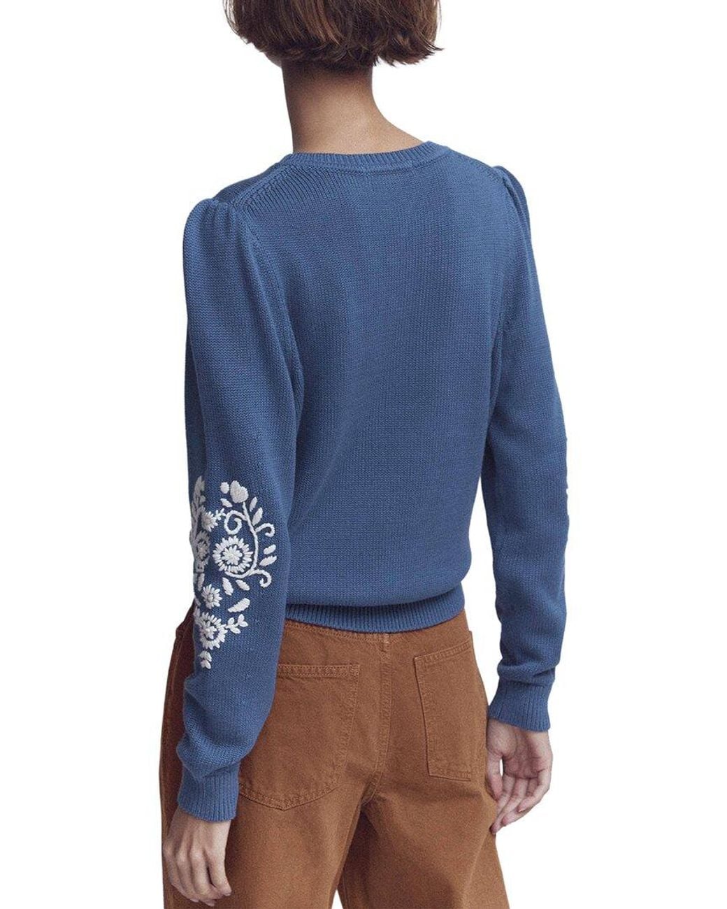 Boden Blue Davina Puff Sleeve Wool-Blend Jumper