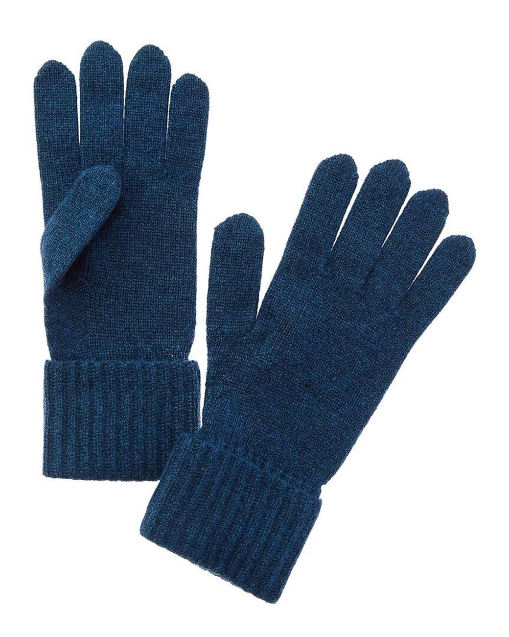 N.Peal Cashmere Blue Ribbed Cashmere Gloves