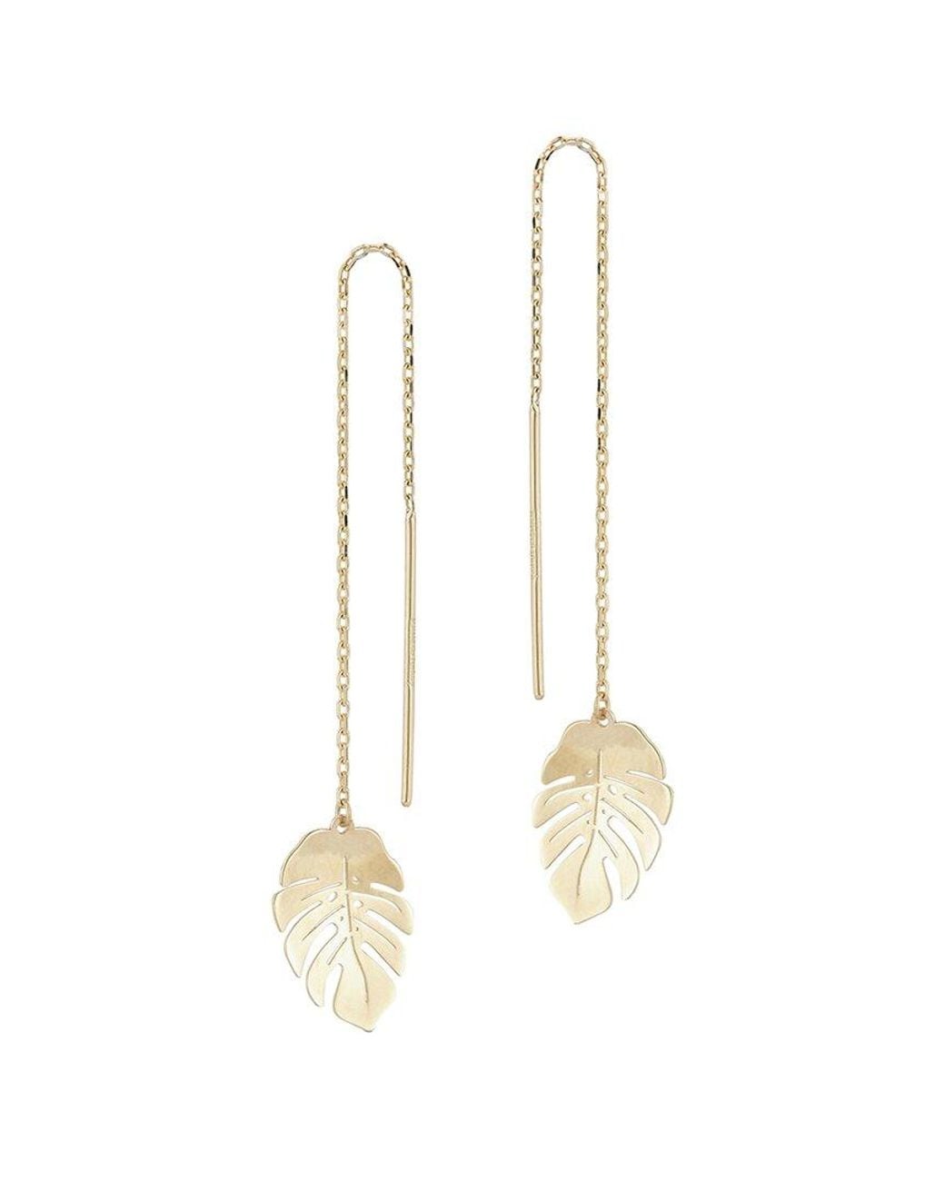 Ember Fine Jewelry White 14k Banana Leaf Threader Earrings