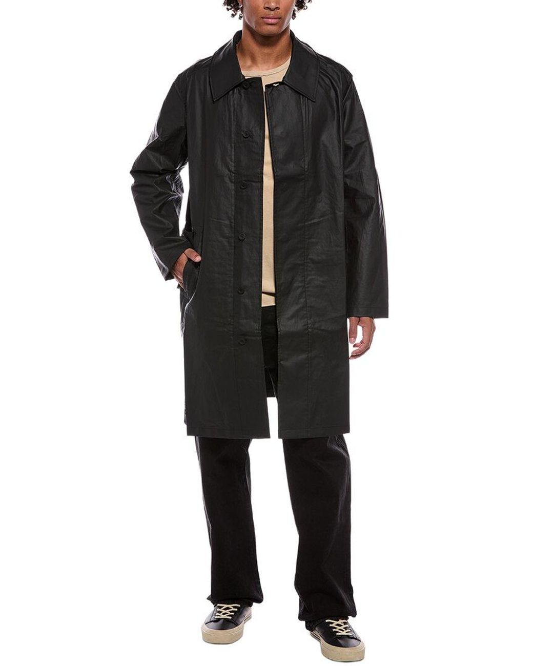 RTA Black Pluto Linen-Blend Trench Coat for men