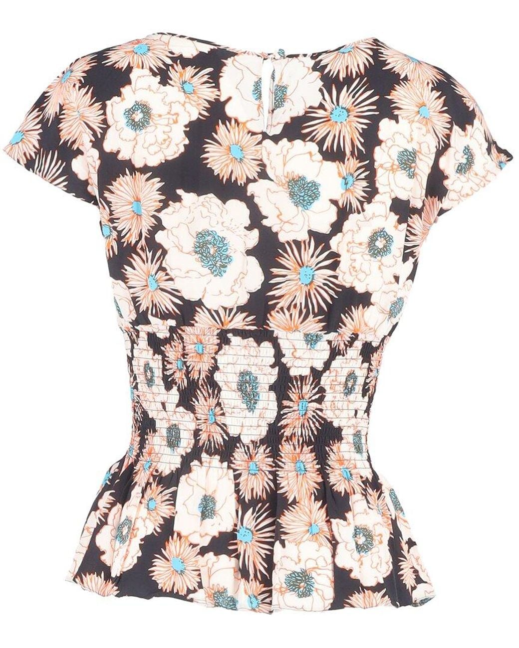 Prada Multicolor Floral Printed Shirred Blouse, Size It (Authentic Pre-Loved)
