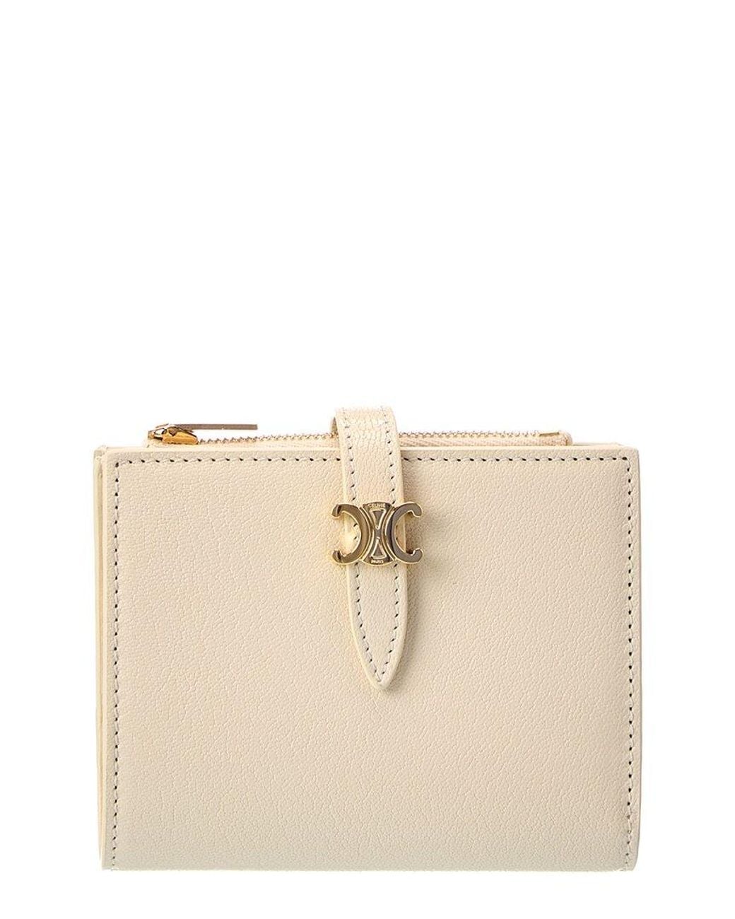 Céline Natural Triomphe Leather Compact Wallet