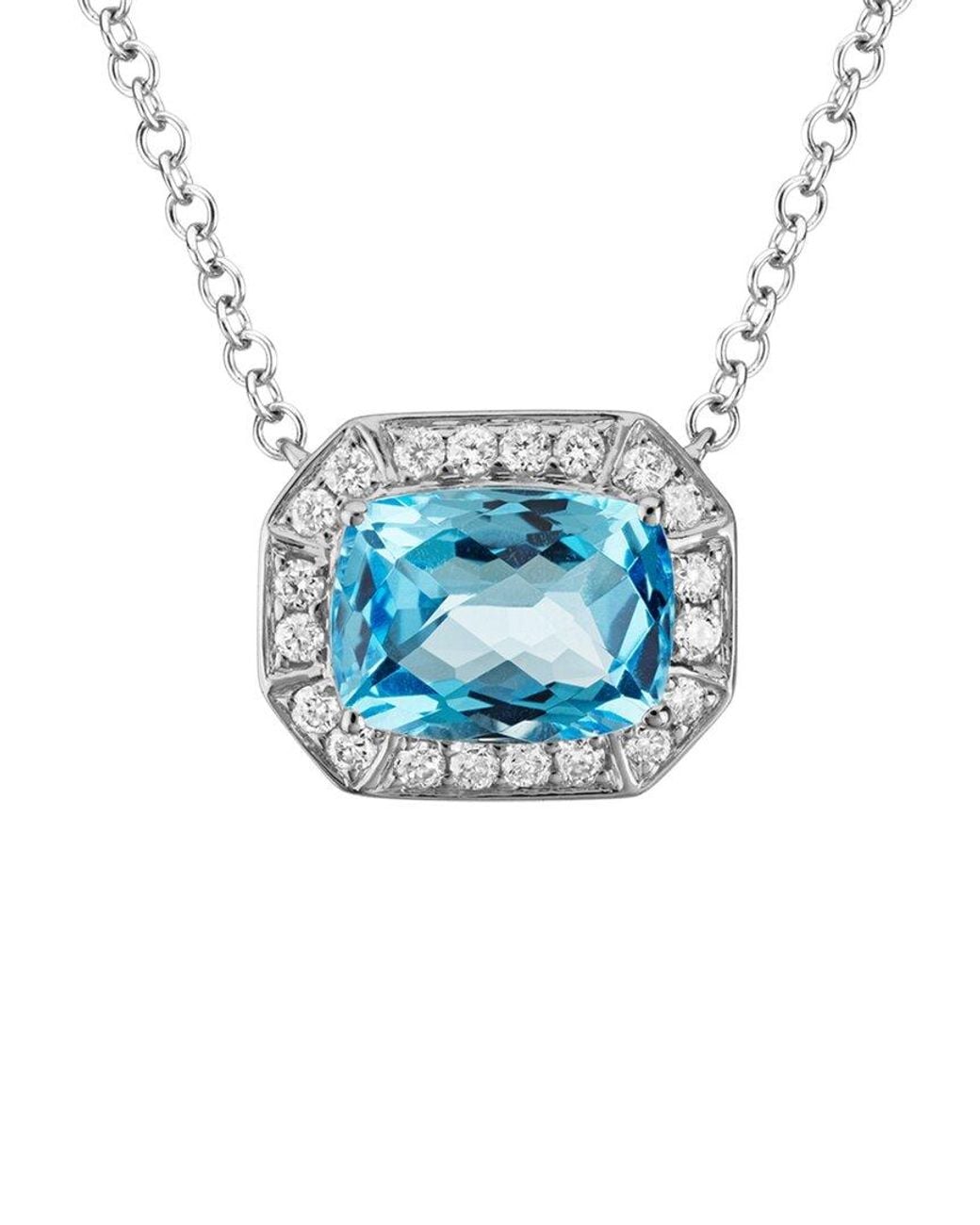 Diamond Select Cuts 14k Diamond .16 Ct. & 1.85 Ct. Blue Topaz Necklace