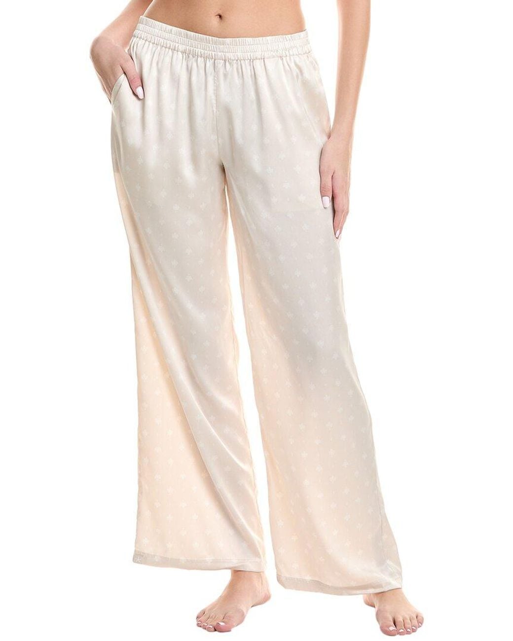 Barefoot Dreams White Washed Satin Wide Leg Pant