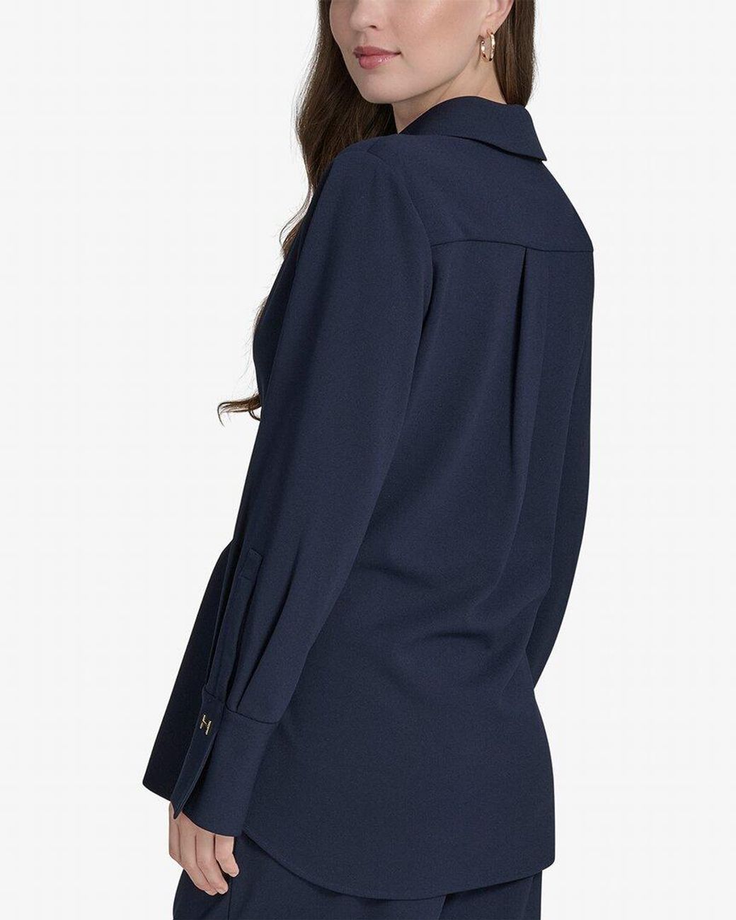 Halston Heritage Blue Lace-Up Blouse