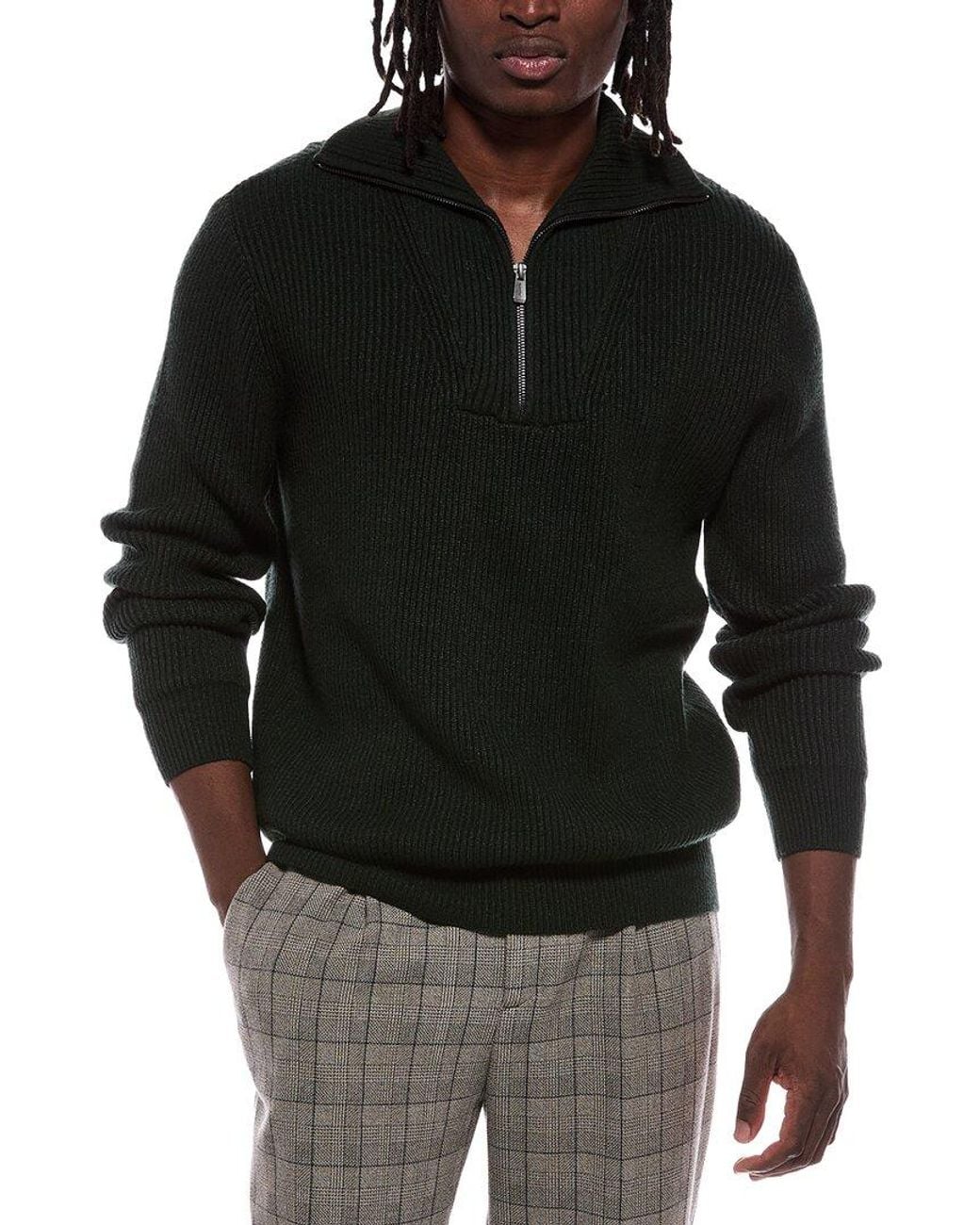 Jason Wu Black Lis Quarter Zip Mock Neck Sweater for men
