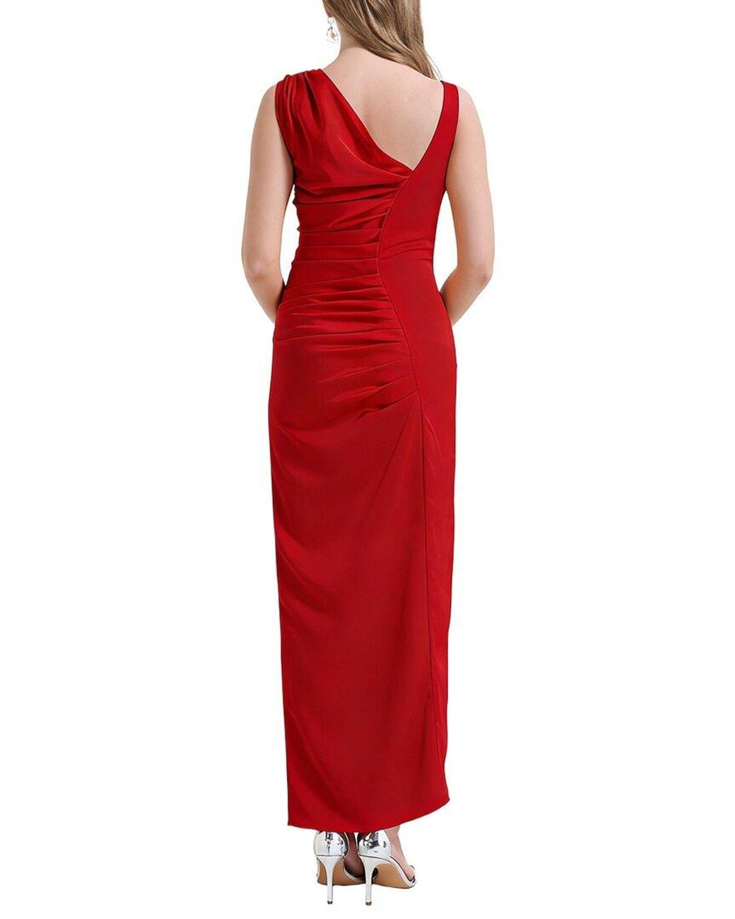 Kaimilan Red Solid Sleeveless Maxi Dress