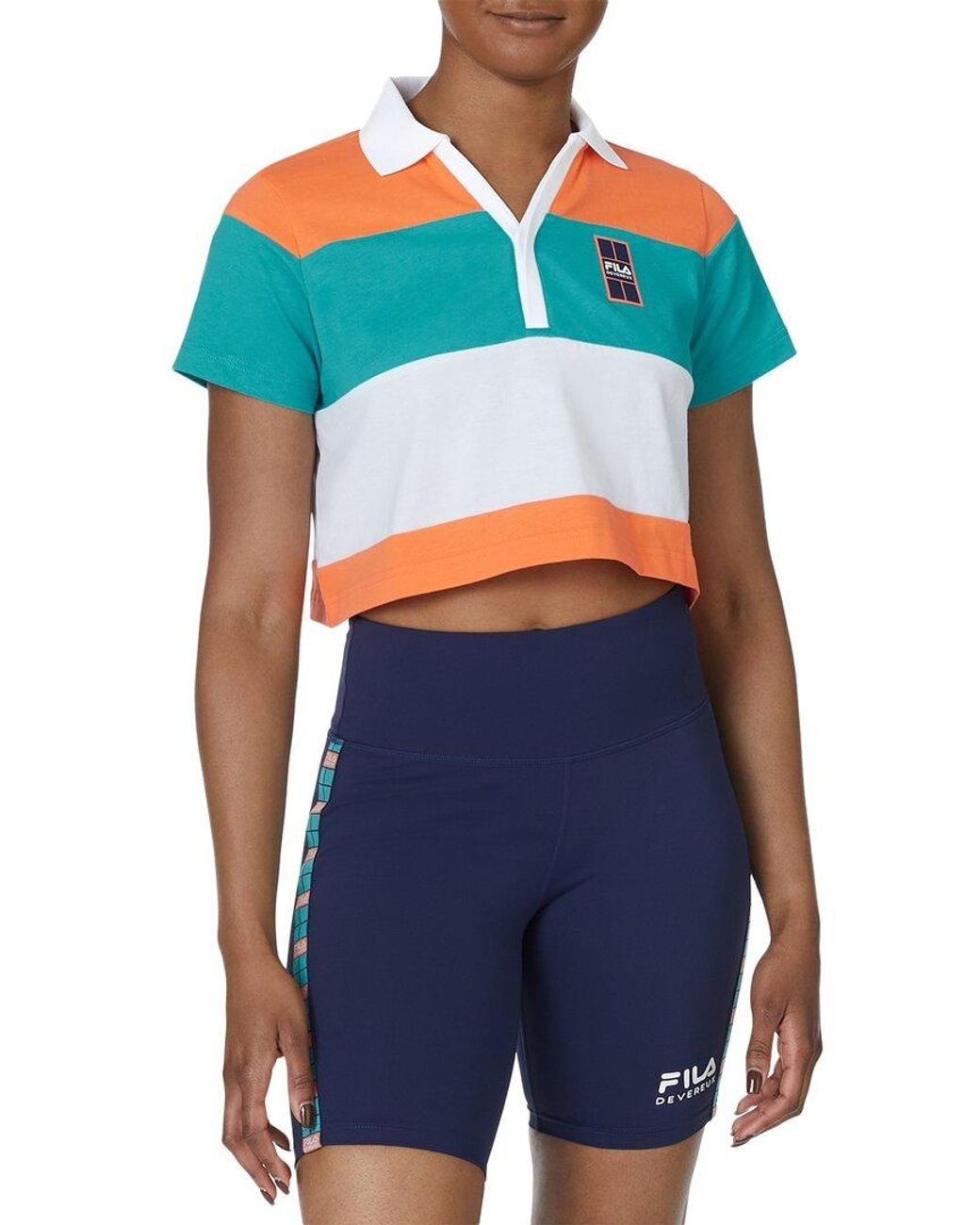 Fila X Dvrx Cropped Polo Shirt in Blue Lyst UK