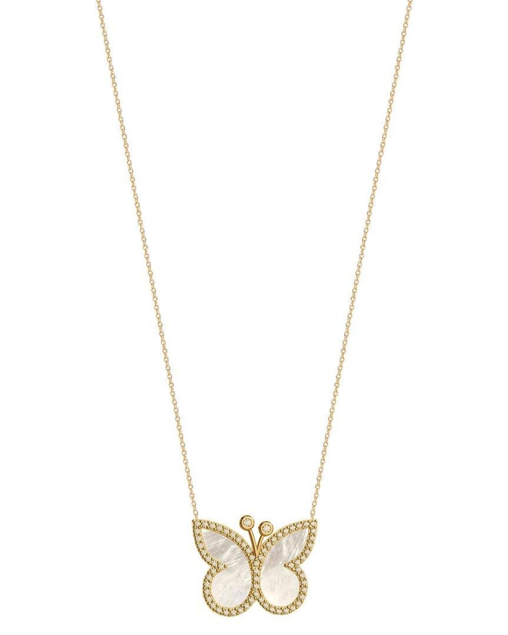 Gabi Rielle Metallic 14K Over Pearl Cz Butterfly Necklace