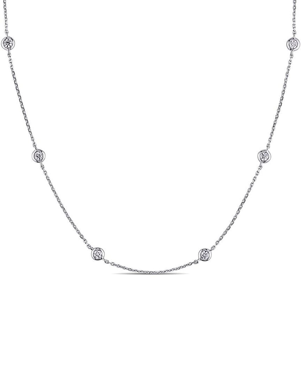 Diamond Select Cuts Metallic 14K 0.50 Ct. Tw. Diamond Station Necklace