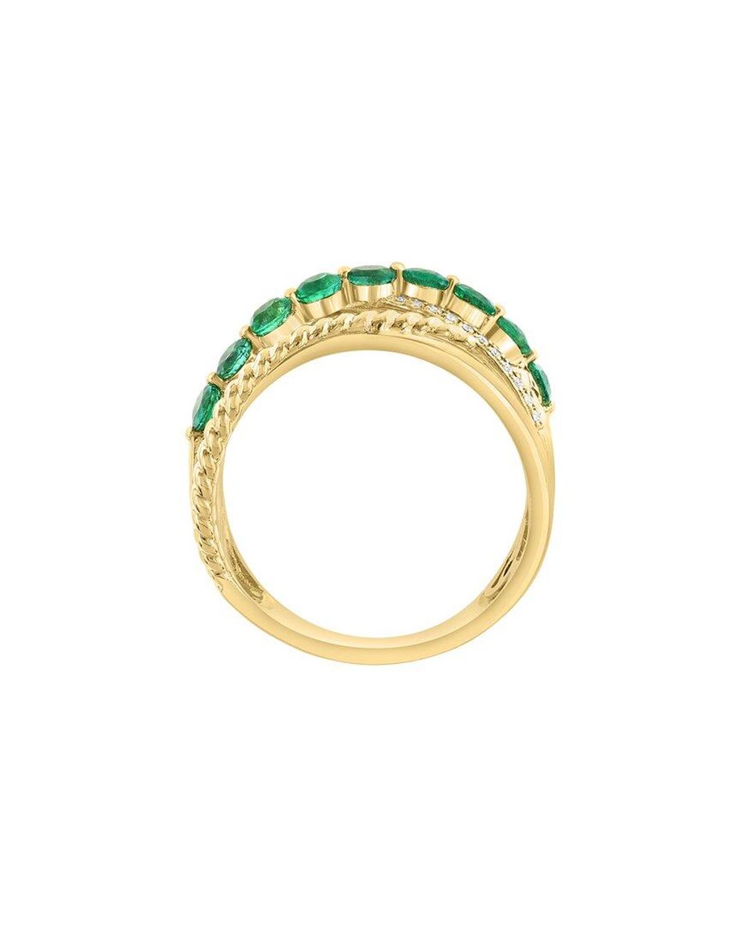 Effy Fine Jewelry Metallic 14K 0.91 Ct. Tw. Diamond & Emerald Ring