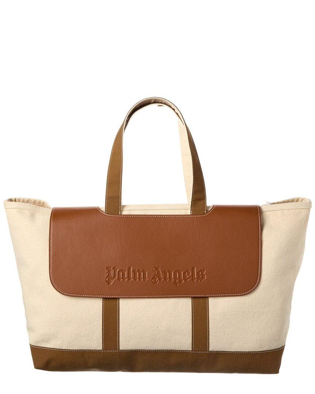 Palm Angels Brown Cabas Canvas & Leather Tote
