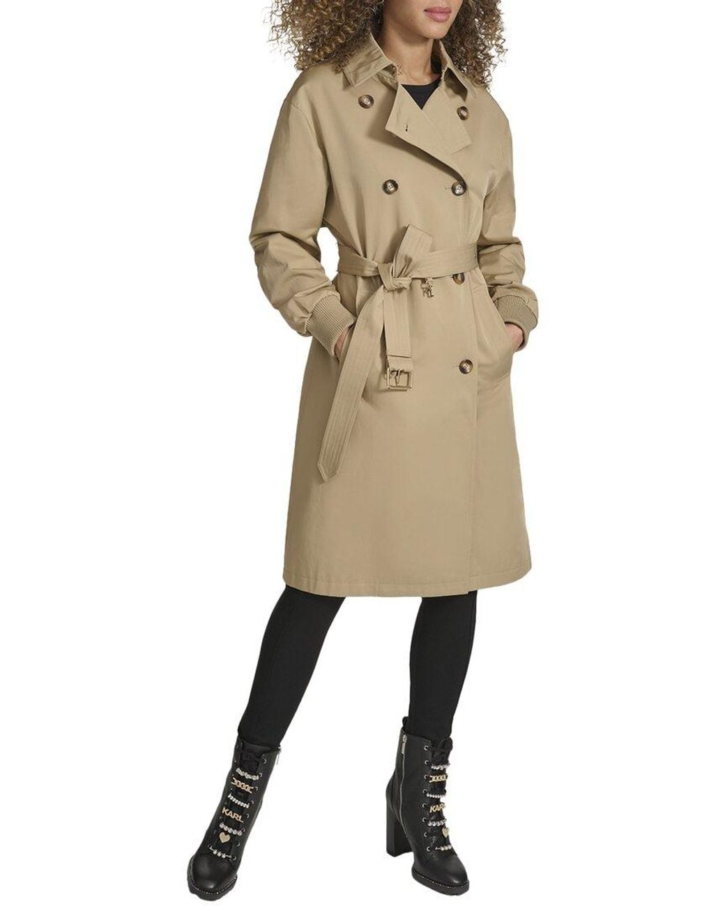 Karl Lagerfeld Natural Bomber Sleeve Trench