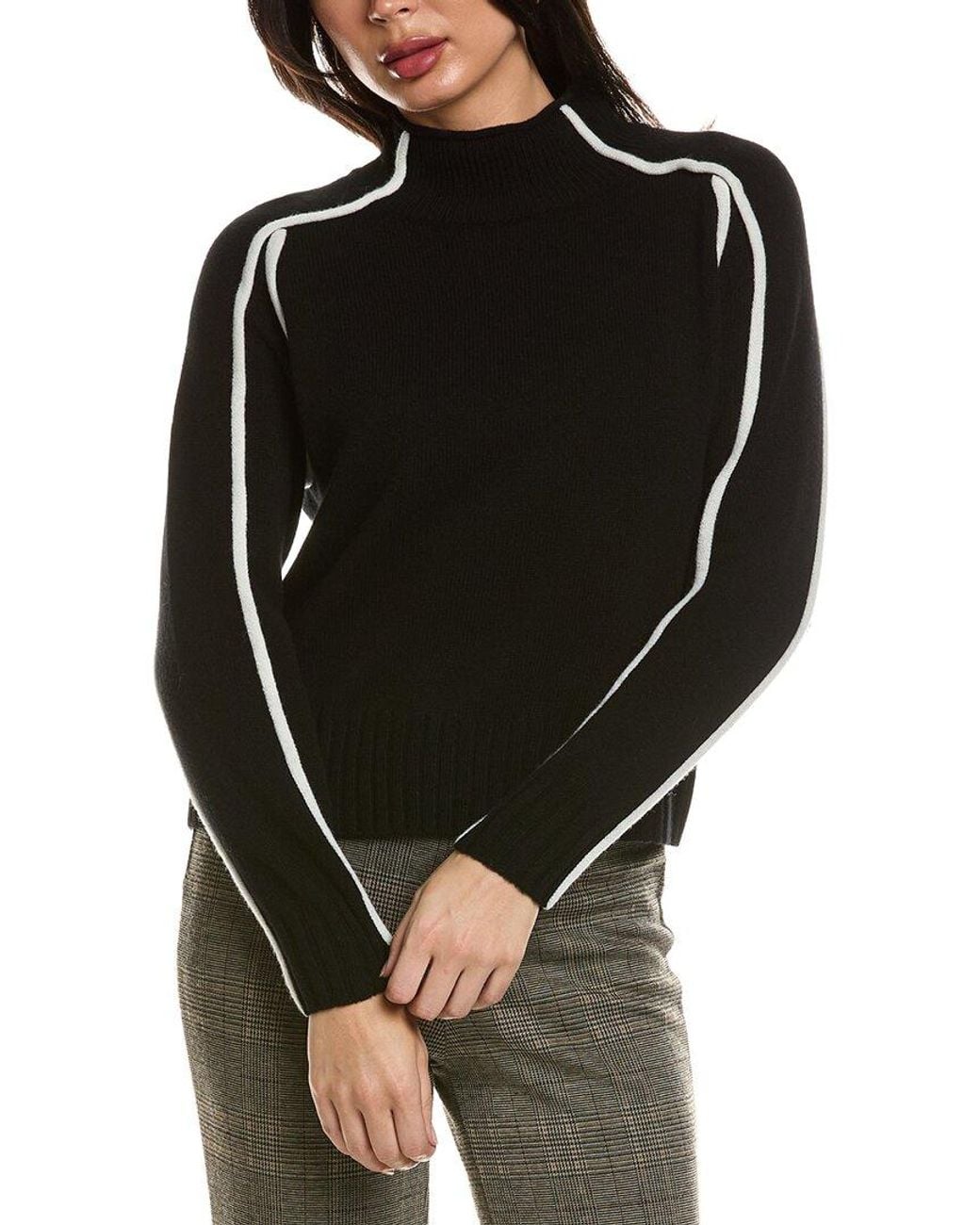Hannah Rose Merino Wool Funnel Neck Sweater in Black | Lyst