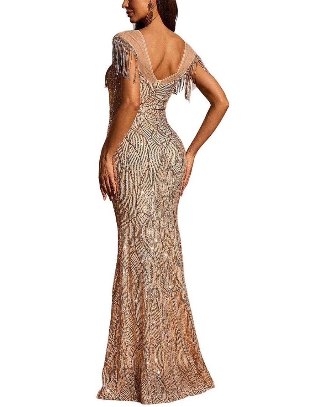 VIBI Brown Embellished Maxi Dress