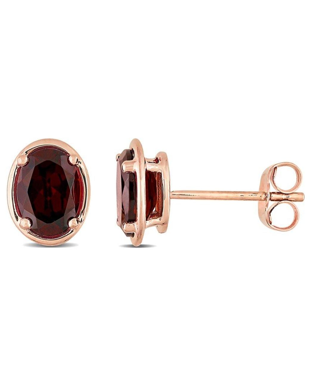 Rina Limor Brown Mini Bezel 14k Rose Gold 1.90 Ct. Tw. Garnet Studs