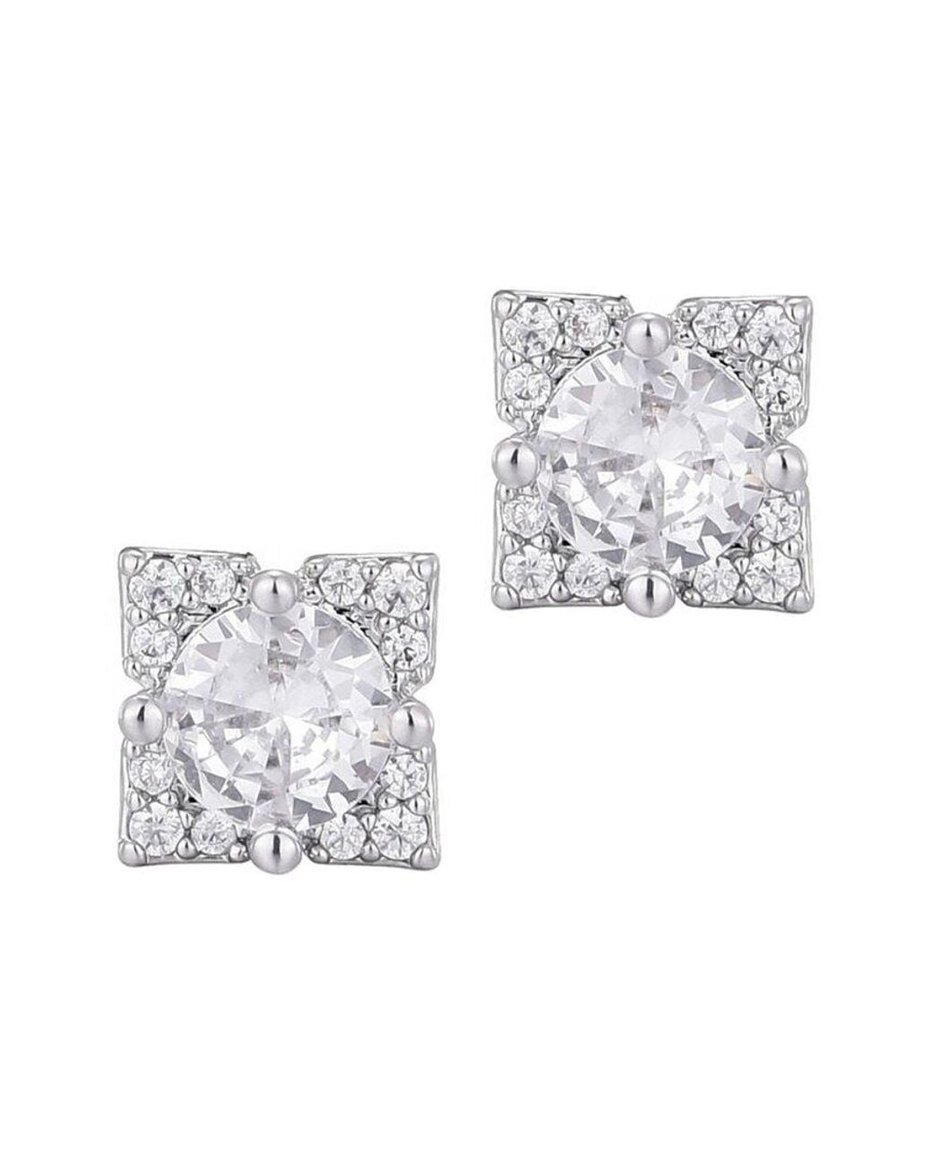 Adornia White Cz Flower-Shaped Halo Stud Earrings