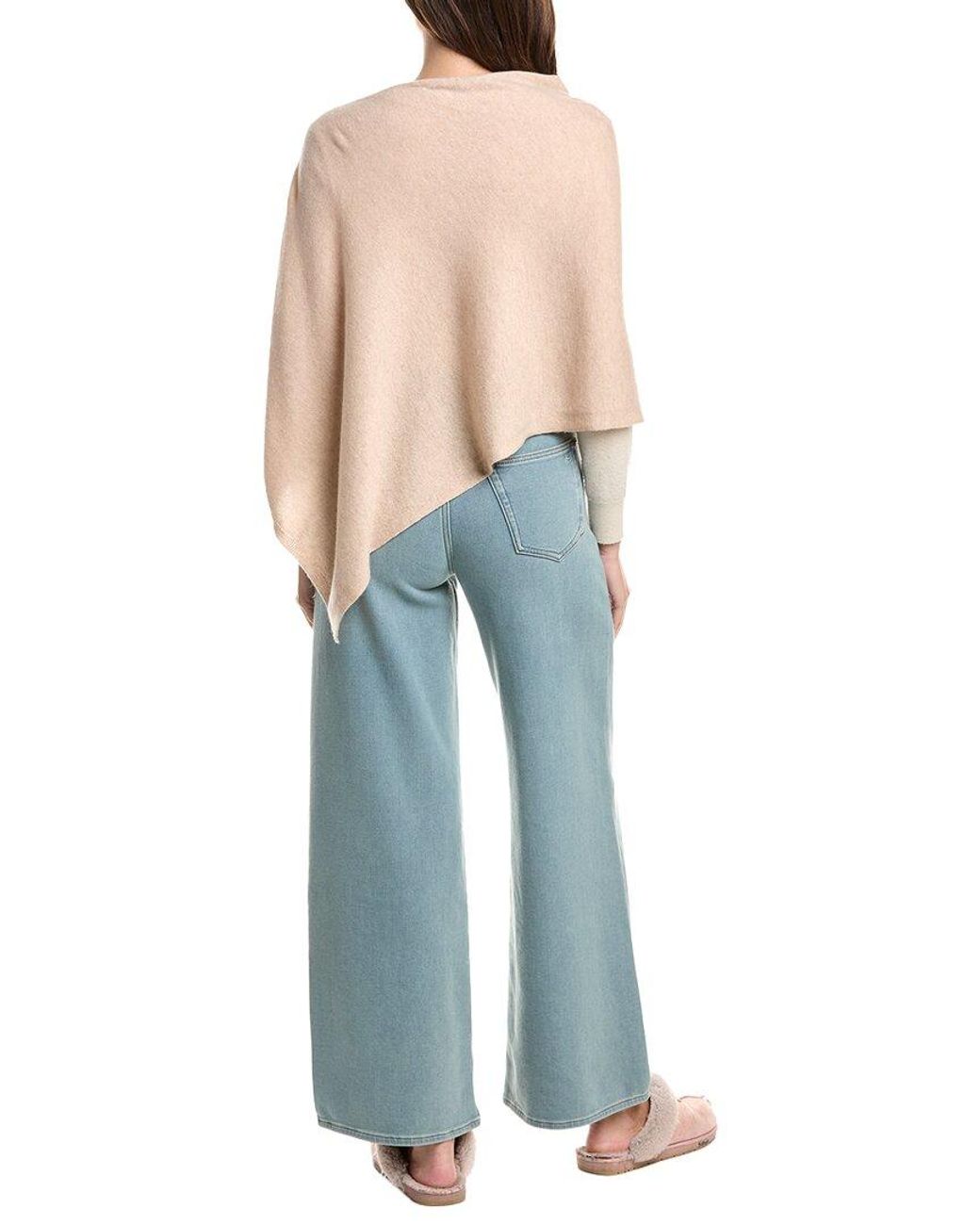 Sofiacashmere Blue Jersey Solid Wool & Cashmere-Blend Poncho