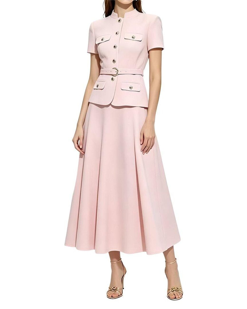 Linda Charm Pink 2Pc Top & Skirt Set