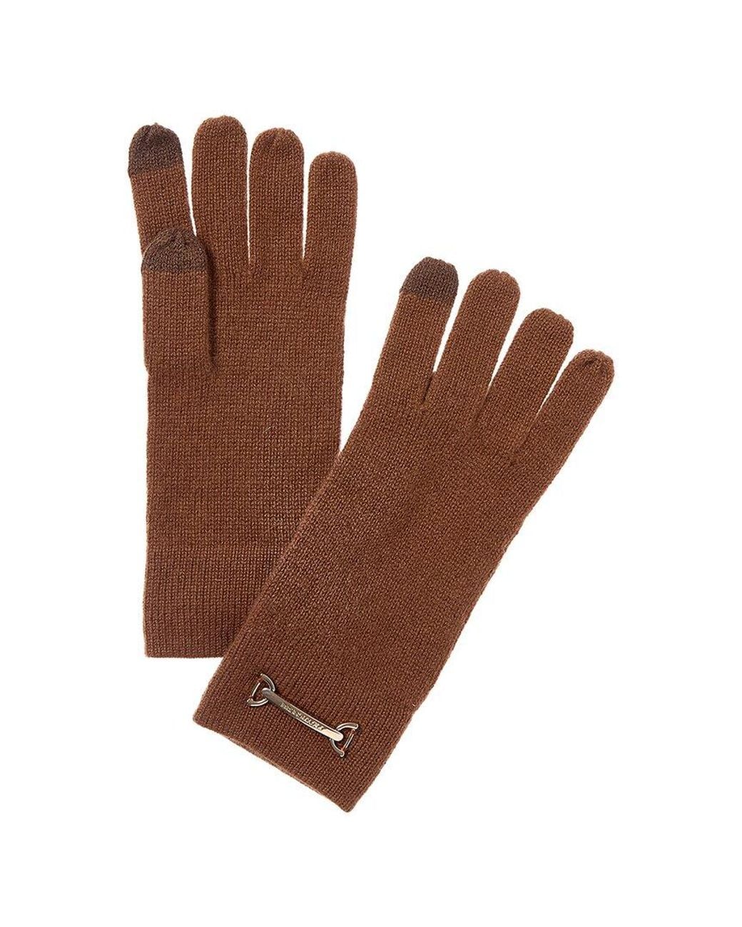 Bruno Magli Brown Horsebit Knit Cashmere Gloves