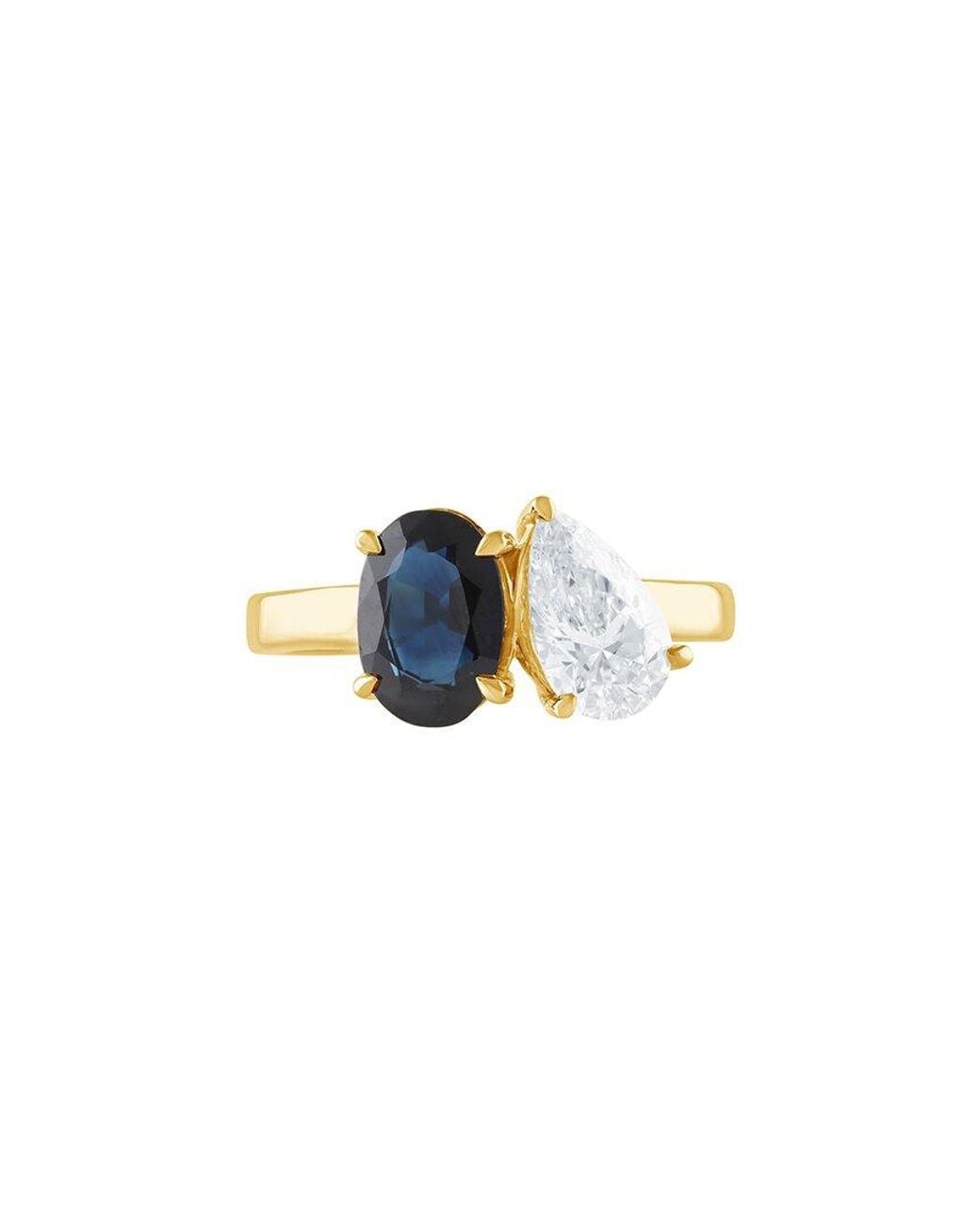 Lab Grown Diamonds Blue 14K 3.00 Ct. Tw. Lab-Grown Diamond & Lab-Grown Sapphire 2 Stone Solitaire Ring
