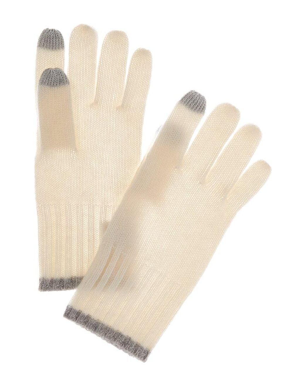 Phenix Natural Tipped Rib Cuff Cashmere Gloves