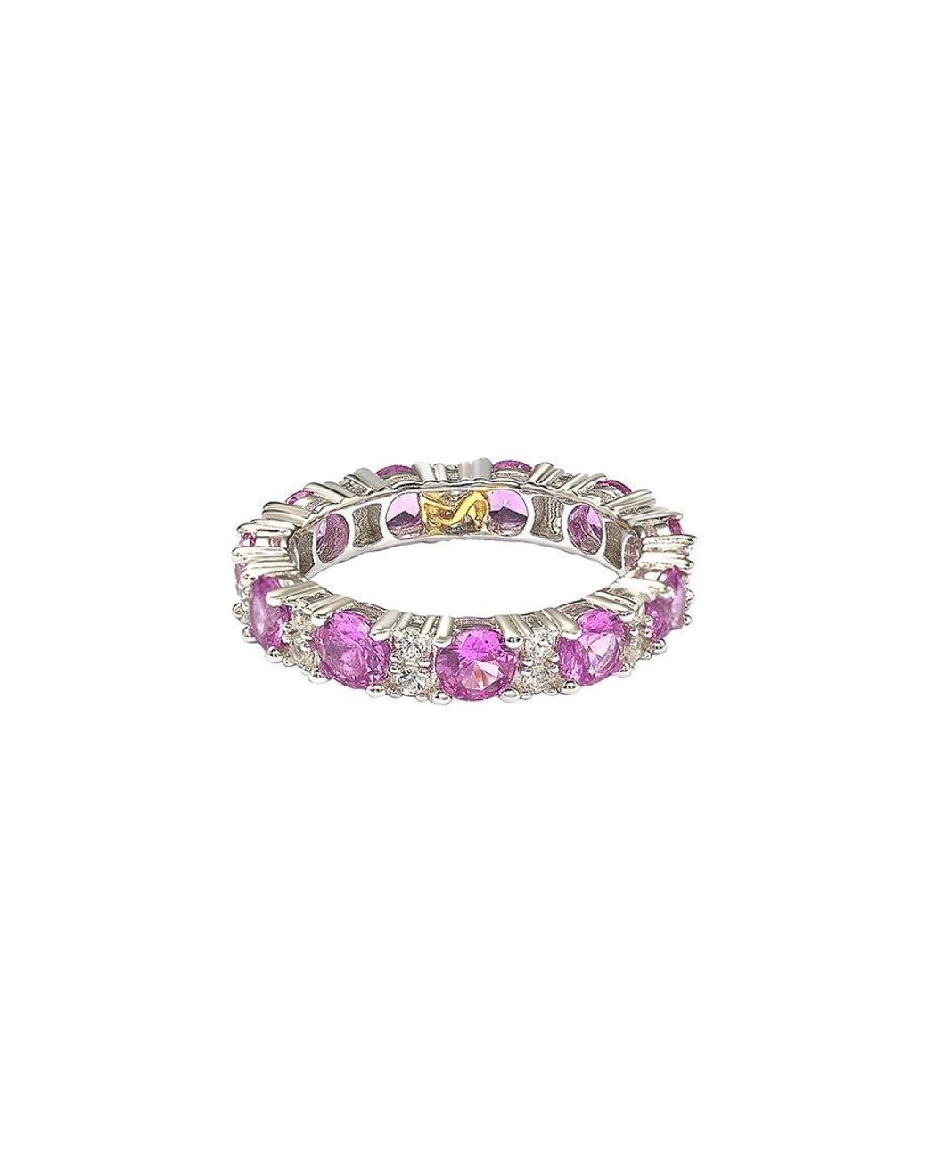 Suzy Levian Pink Silver Diamond & Sapphire Eternity Ring