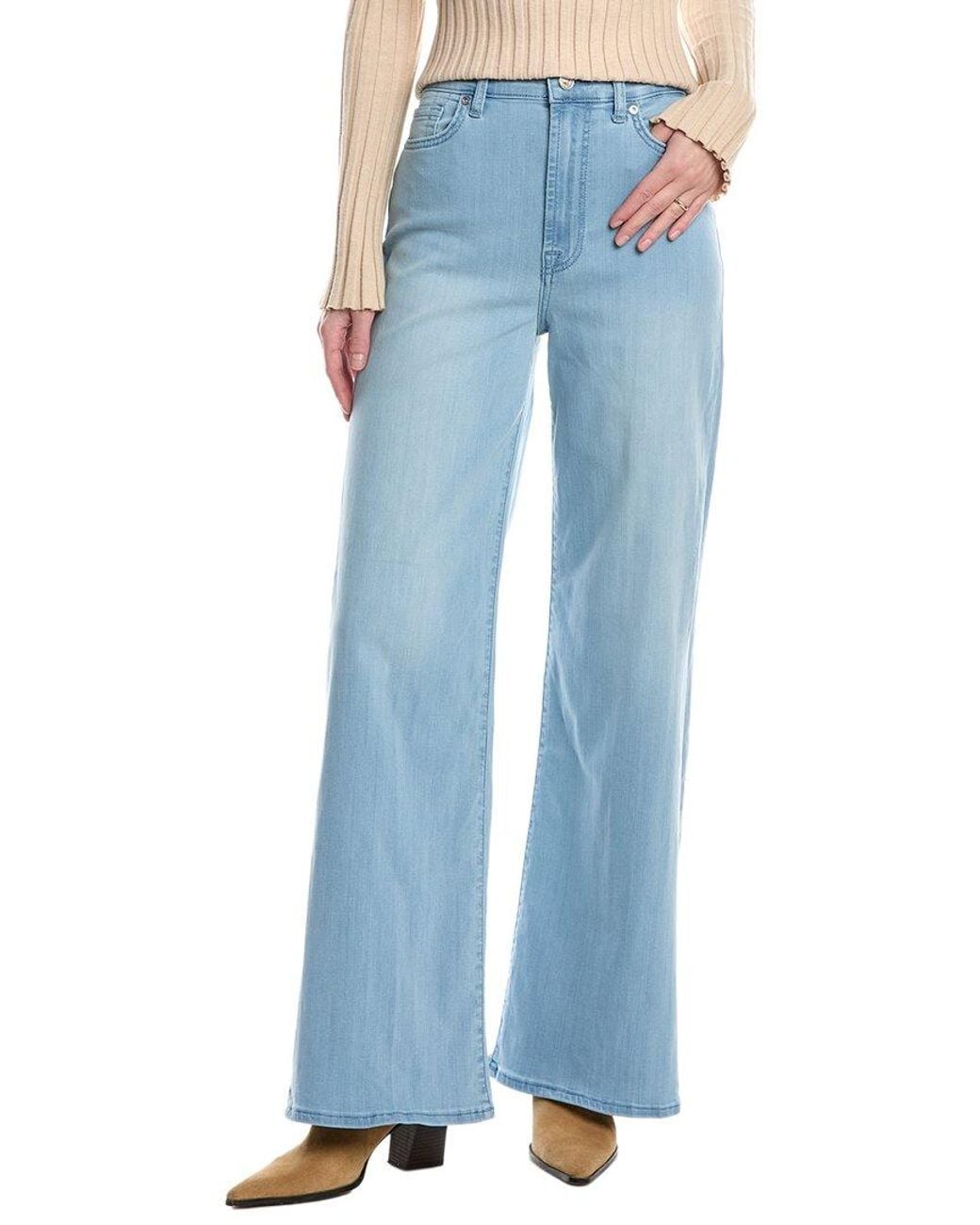 7 For All Mankind Blue Ultra High-Rise Sale Wide Leg Jean