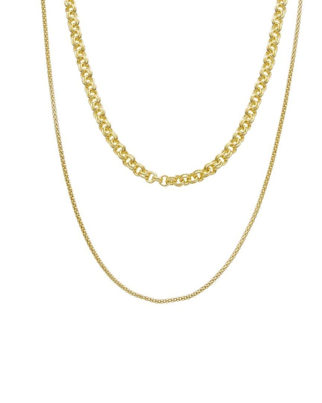 Italian Gold Over Silver Metallic 18K Plated Multi Strand Necklace