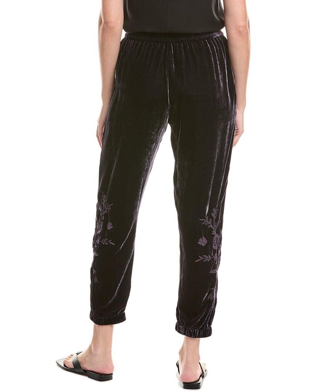 Johnny Was Black Velvet Silk-Blend Jogger Pant