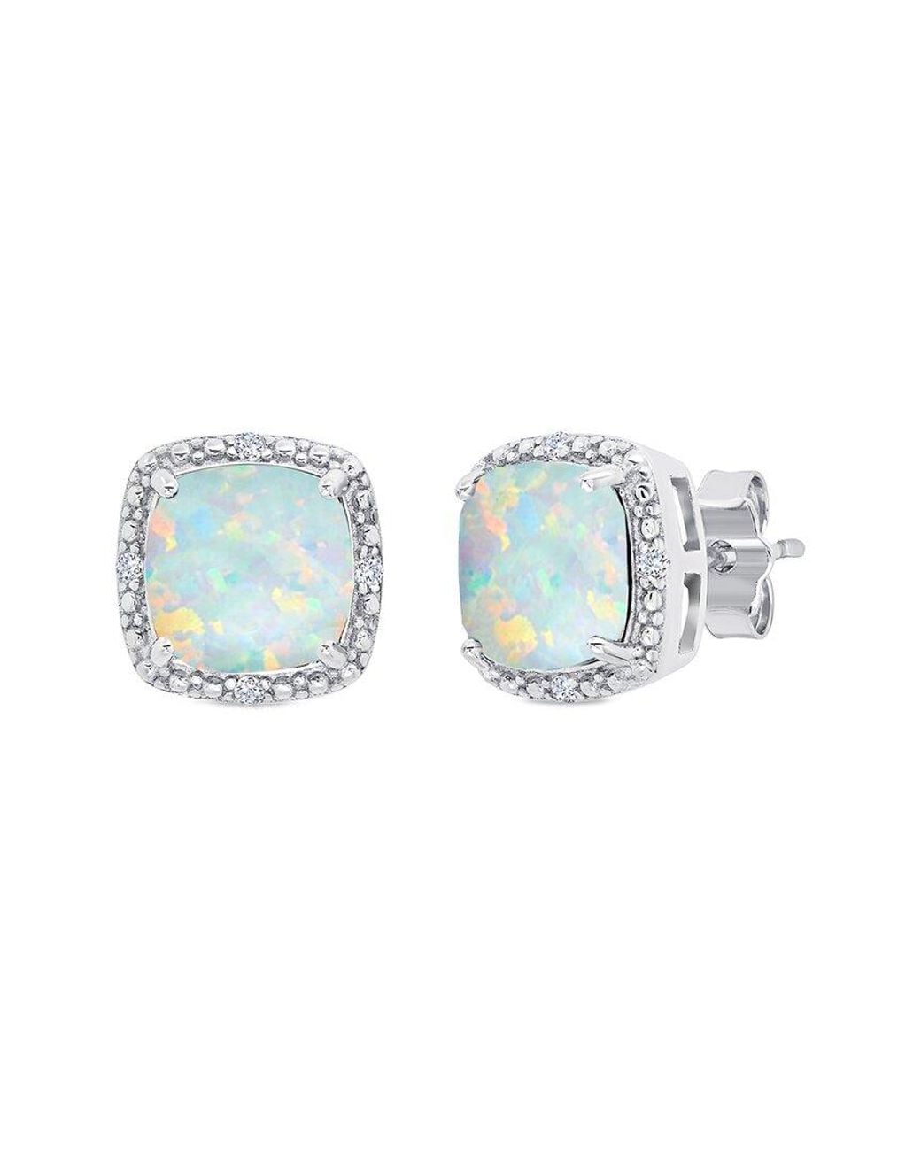 MaxColor Blue 1.50 Ct. Tw. Lab-Grown Opal Stud Earrings